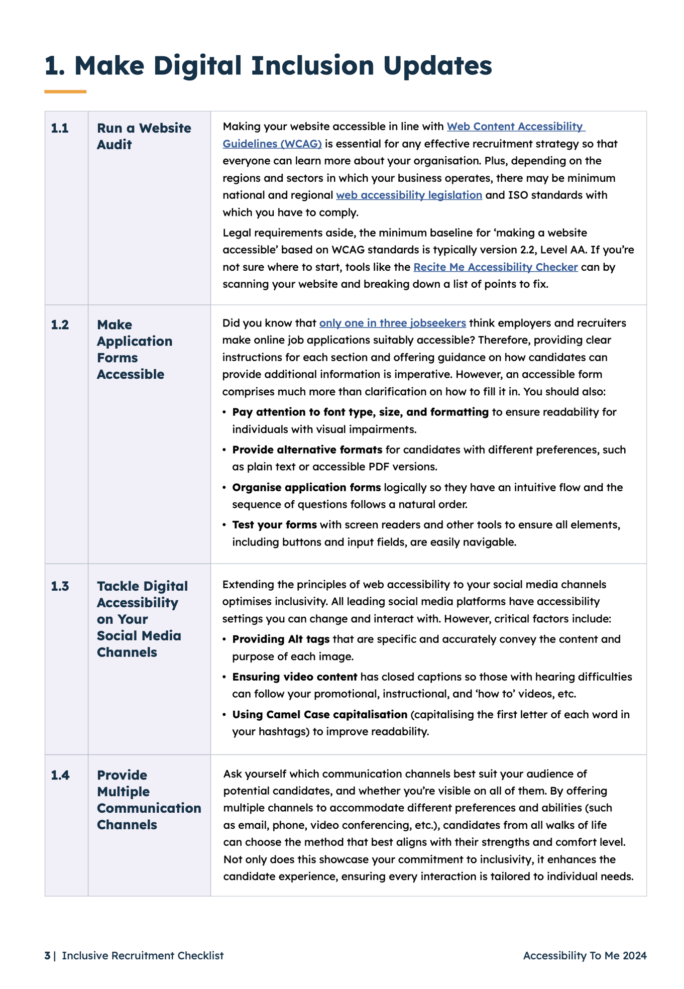 Accessibility To Me Inclusive Recruitment Checklist Page 3