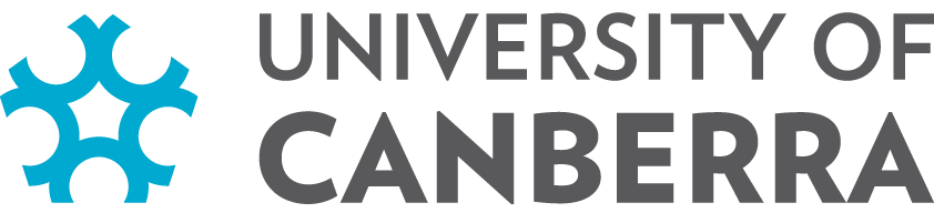 University of Canberra Logo in blue and grey 