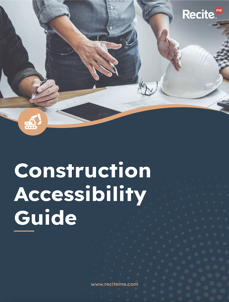 A preview of the cover page from Recite Me's Construction Sector Guide.
