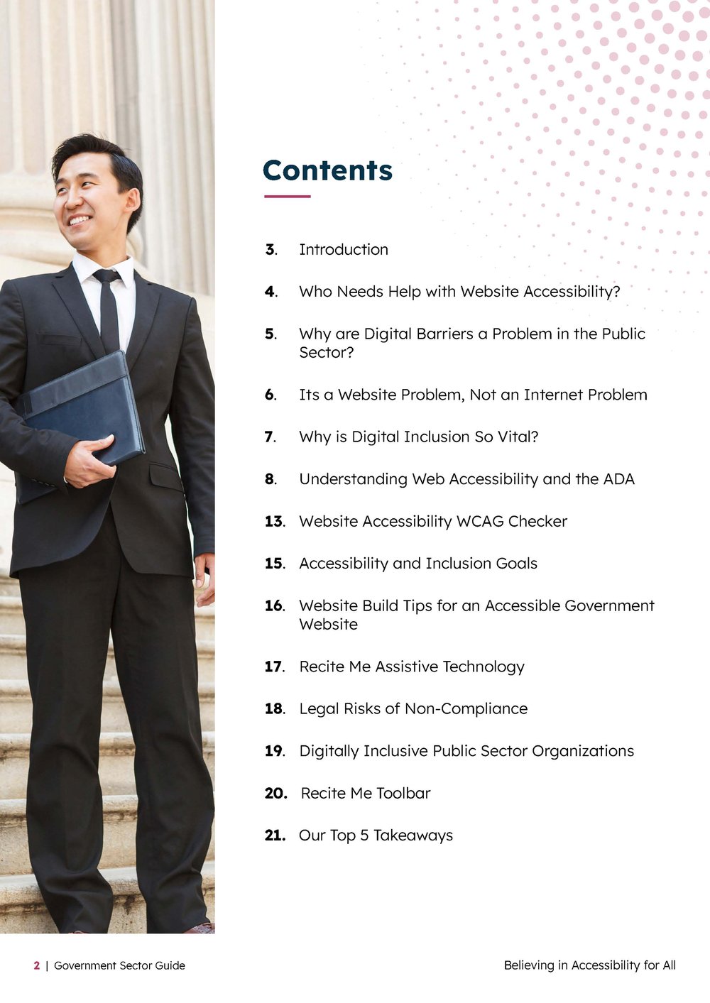 Contents page of the Government Sector Guide