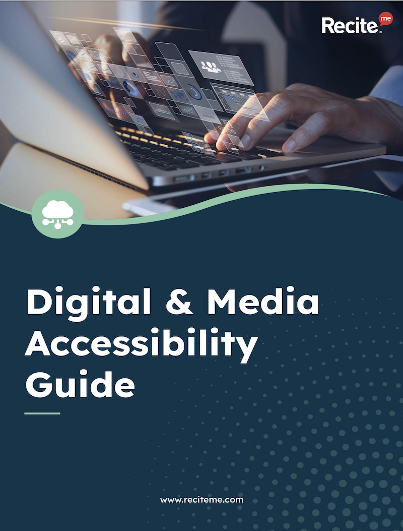 A preview of the cover page of Recite Me's Digital and Media Sector Guide.