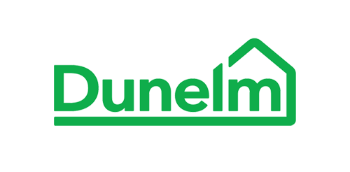 A logo that reads Dunelm in green writing.