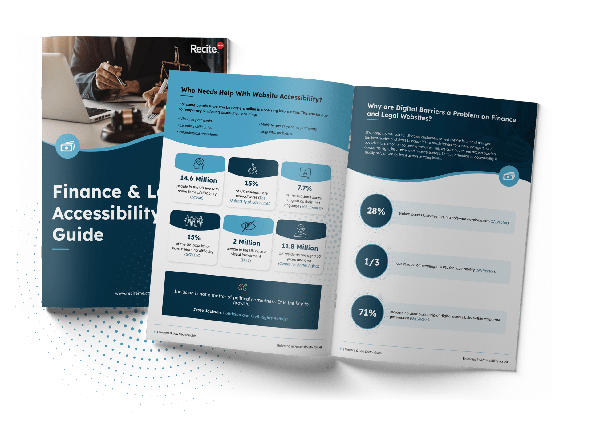 A mock up of Recite Me's Finance and Law accessibility guide.