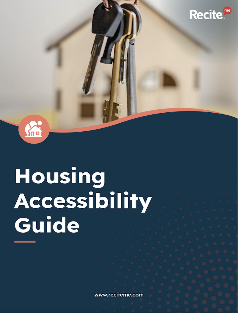 A preview of the cover page from Recite Me's Housing Sector Guide.