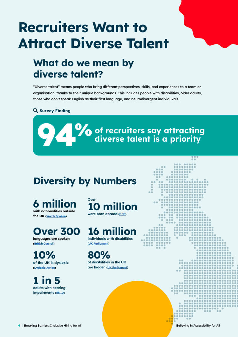 Screenshot of a page that is called 'Recruiters Want to Attract Diverse Talent'