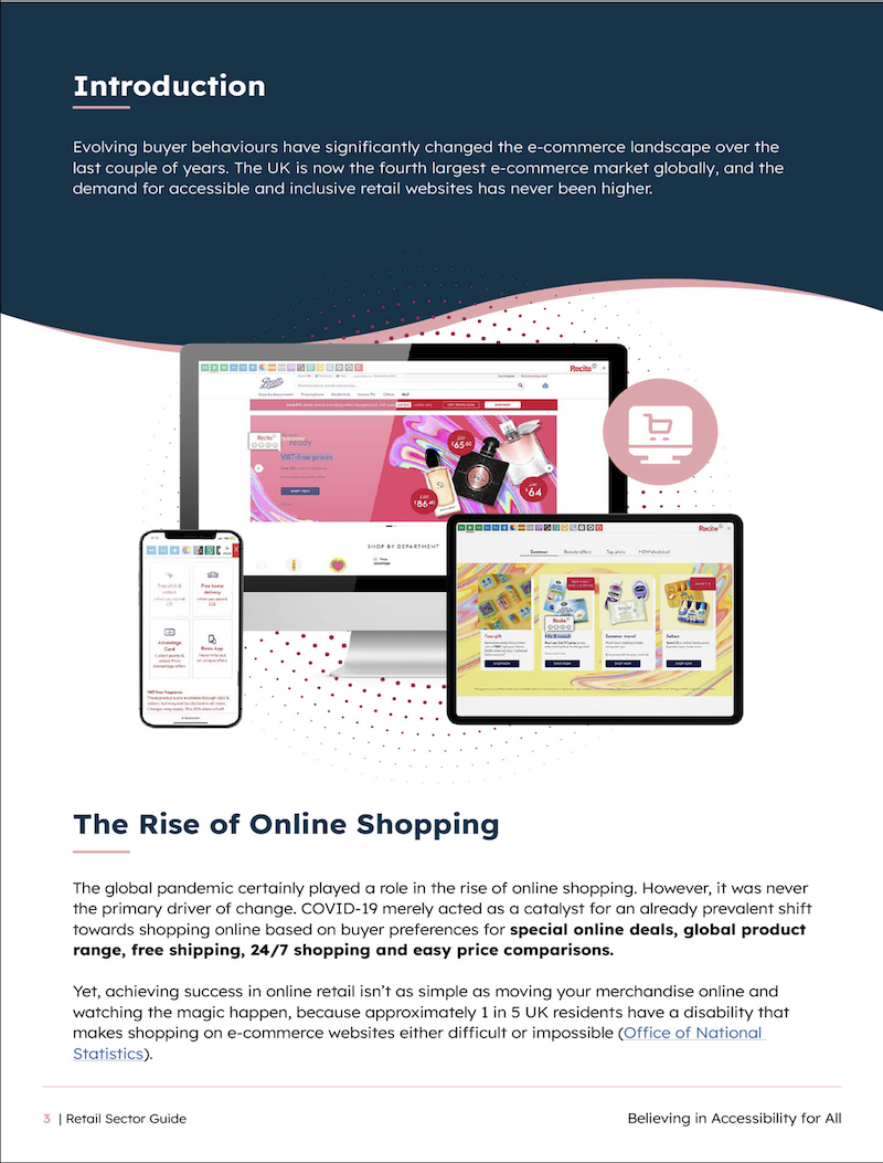 A screen grab of the introduction from Recite Me's Retail & E-commerce Sector Guide.