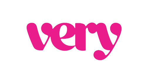 Very is written in a vibrant and fancy pink font, depicting their brand logo.