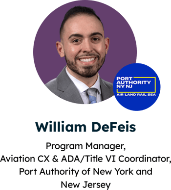 A headshot of William DeFeis, Program Manager, Aviation CX/Title VI Coordinator at Port Authority of New York and New Jersey.