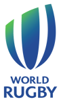 The World Rugby Logo in green blue and purple.