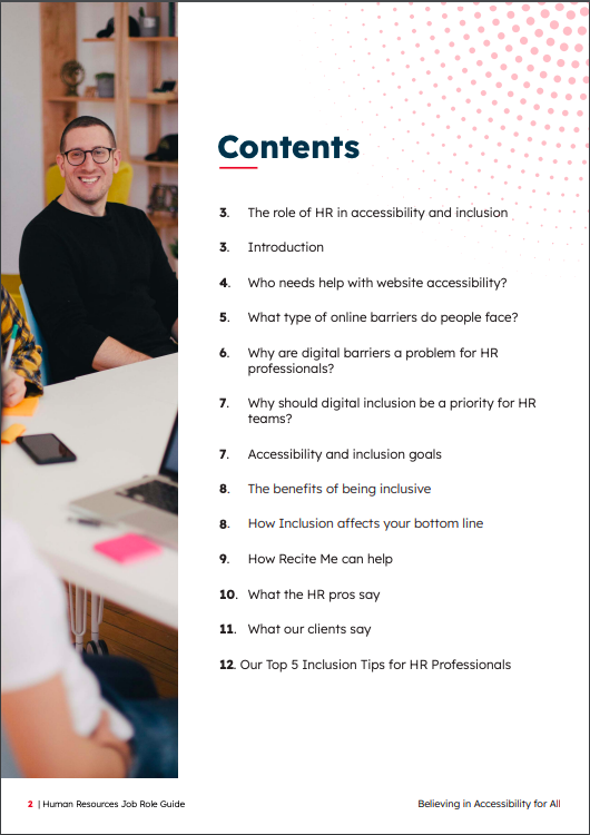 HR Guide contents page
