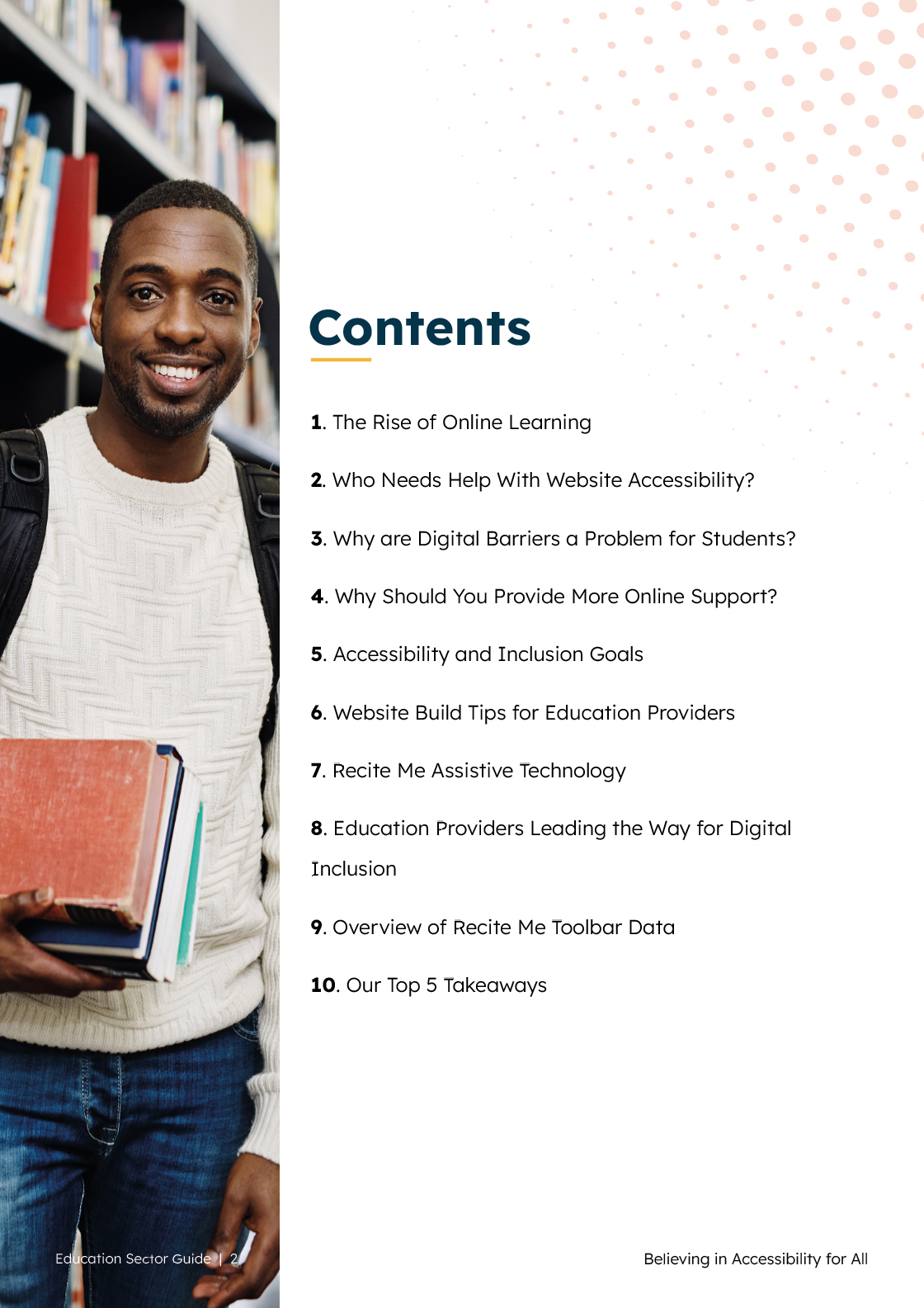 education guide contents page