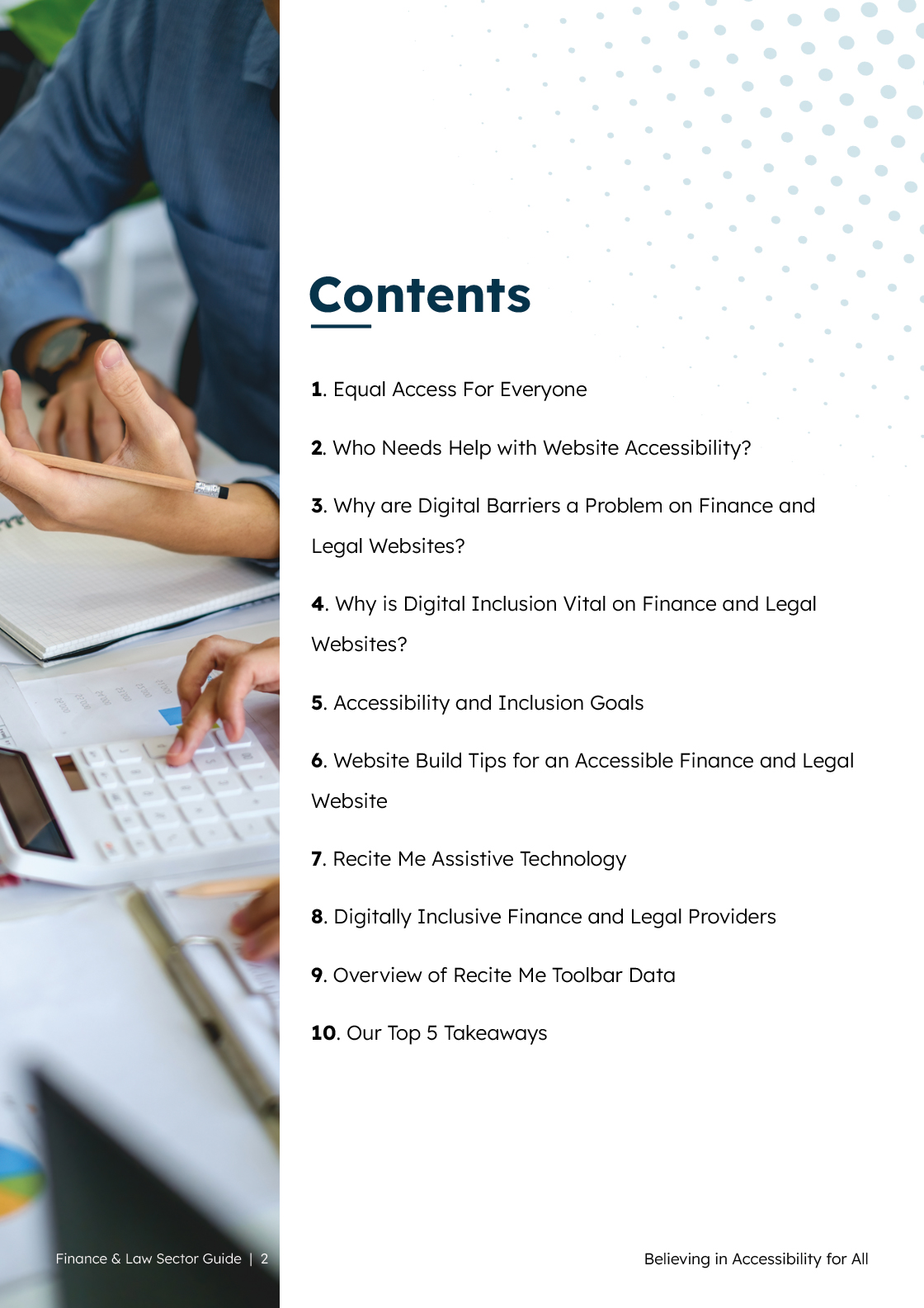 finance and law guide contents page