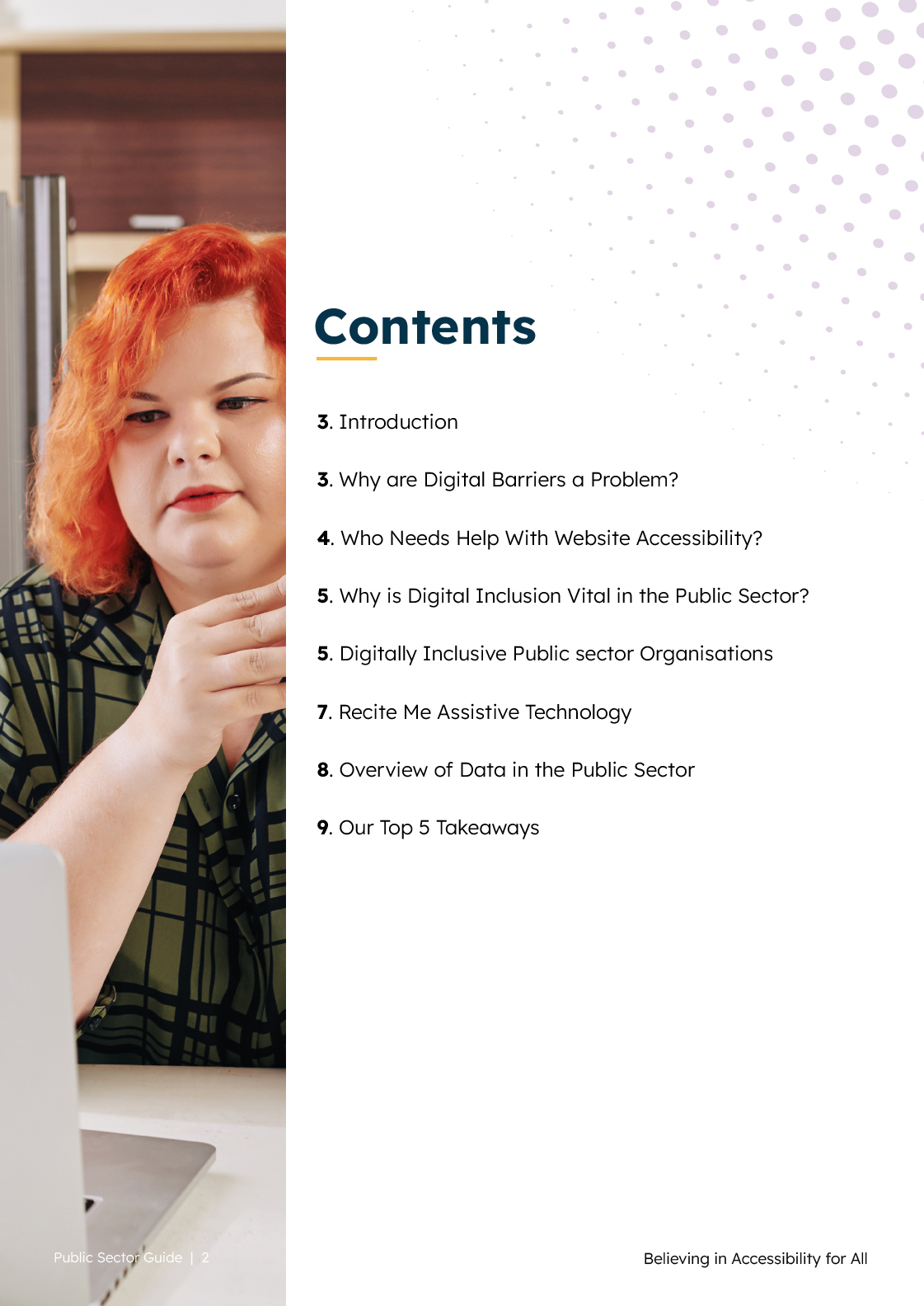 government accessibility guide contents page