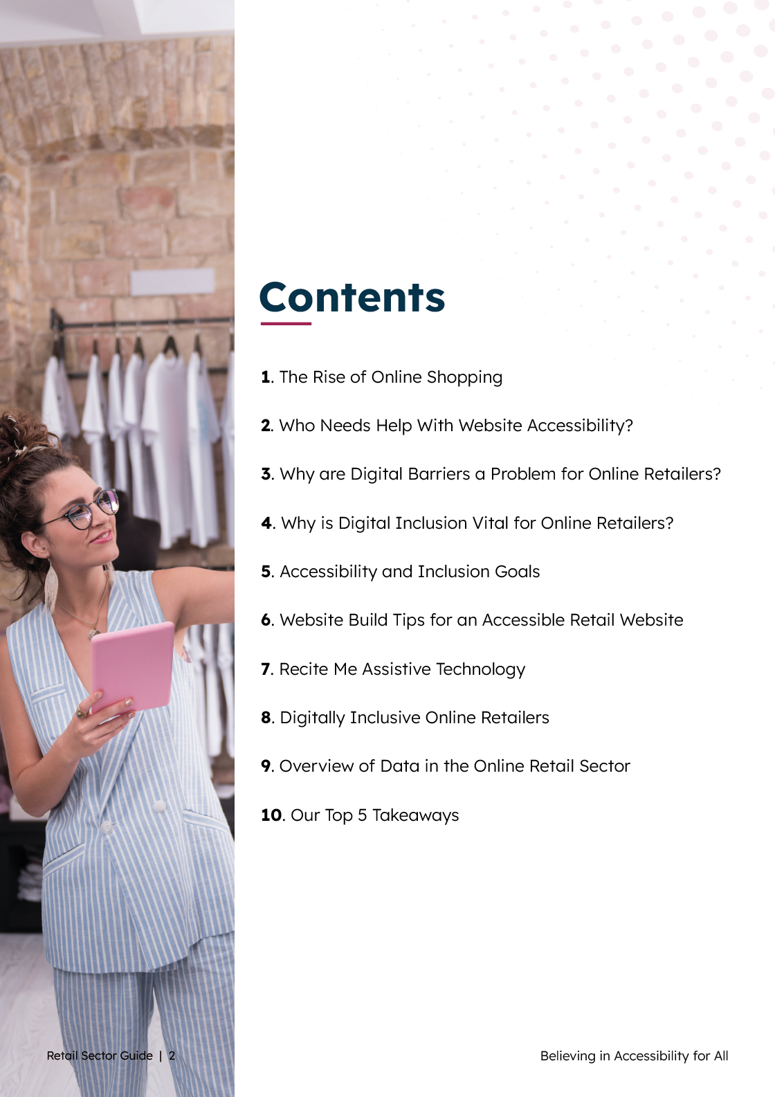 retail accessibility guide contents page