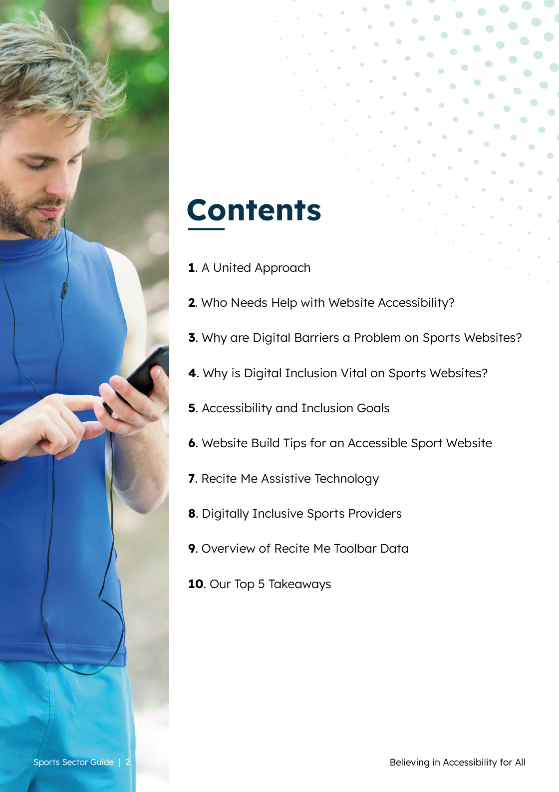 sports accessibility guide contents page