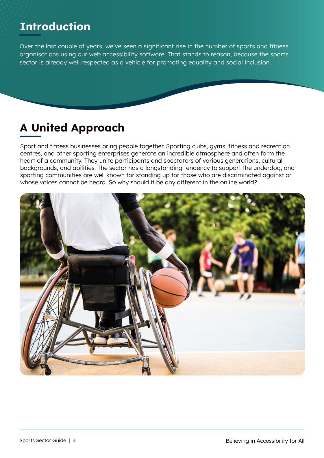 sports accessibility guide introduction page