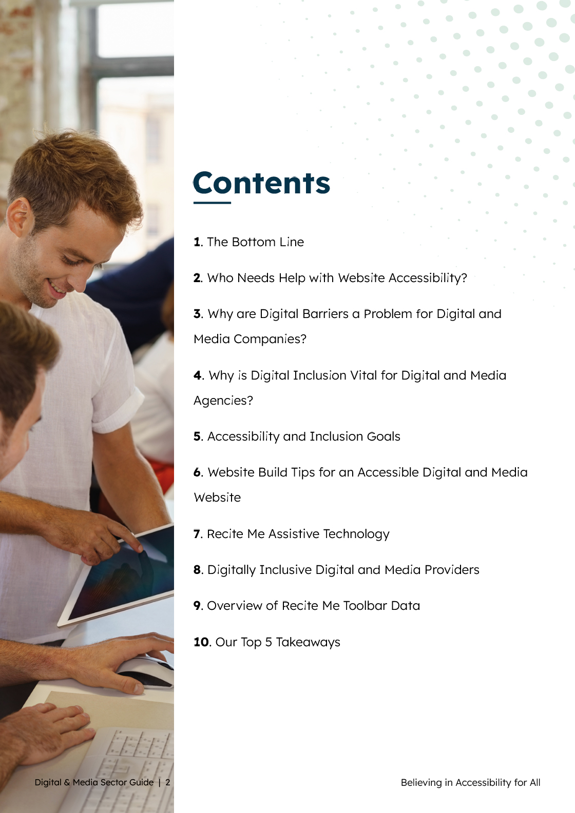 digital & media accessibility guide contents page
